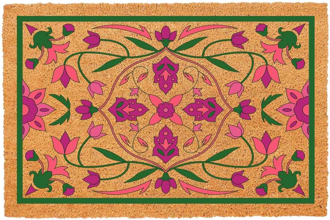 Funny Entryway Outdoor with Heavy Duty Front Porch Patio Welcome Natural Coir Door Mat Novelty House Warming Gift Mat 23.7 x 15.7 inch (Traditional Pattern Design Classic Style Unique Beautiful)