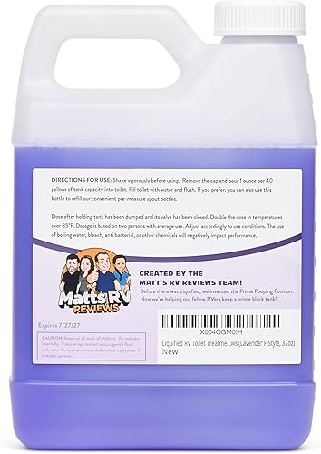 Miniatura 48 de Liquified RV Toilet Treatment - Digestor para tanque de retención de aguas negras, eliminador de olores, aroma naranja, Matts RV Reviews, 32 onzas