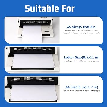 Vagbstu Coil Binding Machine with Electric Coil Inserter and Adjustable Side Margin, 20-Sheet Manual Punch,46 Fully Disengageable Dies,4:1 Pitch,Binds up to 500 Sheets - Includes 100 Coils