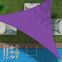 Vista 42 de Toldo triangular de bloqueo UV, toldo impermeable para jardín al aire libre para patio con kit de herrajes de acero inoxidable 304, gris, 6.5 x 6.5