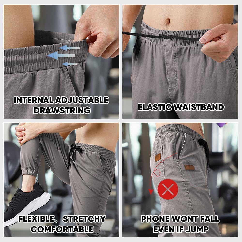 JMIERR Mens Casual Joggers Pants - Cotton Drawstring Chino Cargo Pants Hiking Outdoor Twill Track Jogging Sweatpants Pants - Image 5
