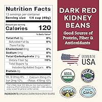 Vista 2 de Frijoles rojos oscuros secos orgánicos, 1 libra, sin OMG, orgánicos USDA, cultivados a partir de suelo regenerativo, certificado limpio probado