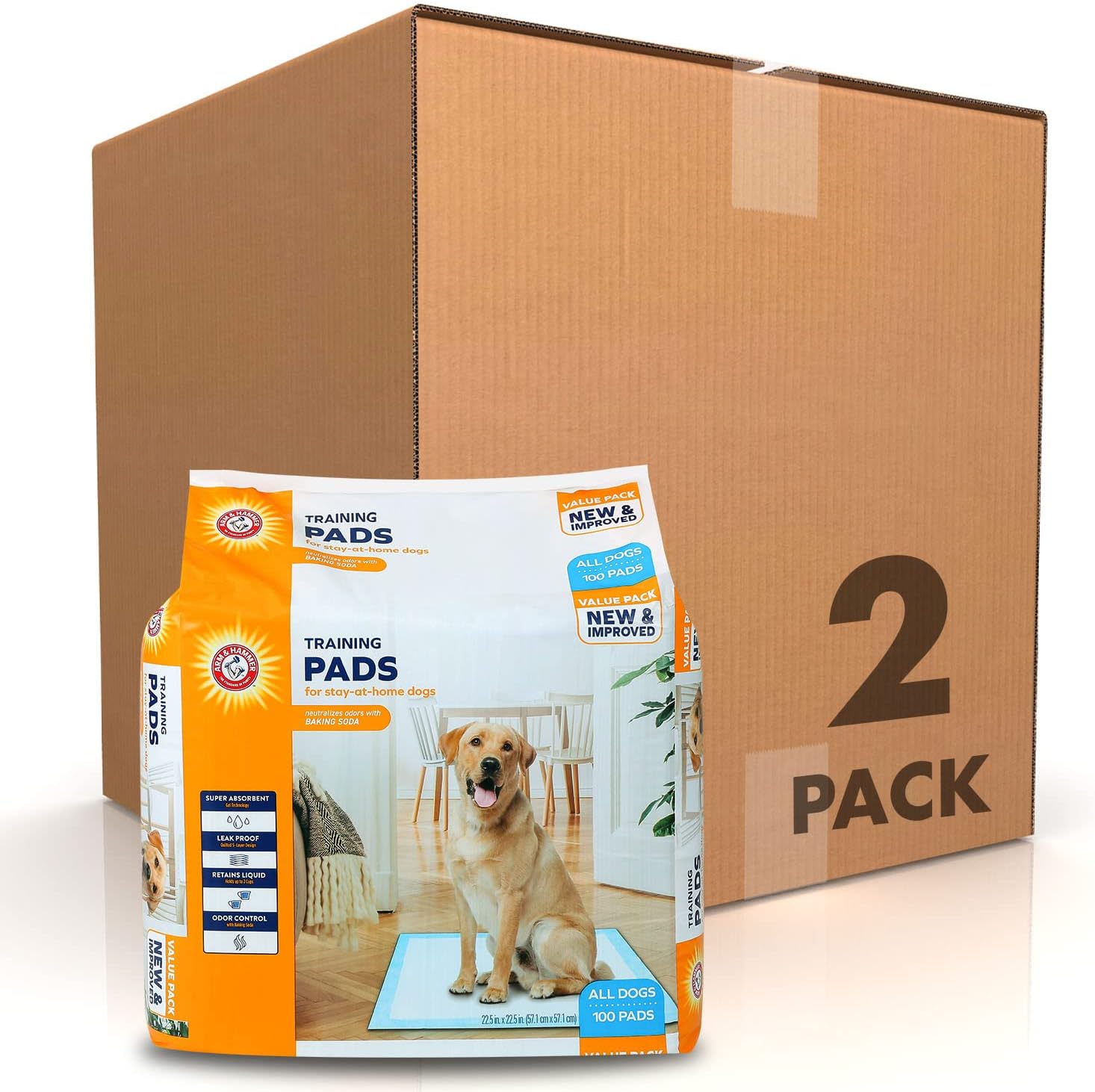 Arm & Hammer for Dogs Puppy Training Pads with Attractant | New & Improved Super Absorbent, Leak-Proof, Odor Control Quilted Puppy Pads with Baking Soda | 10 Count - 24 Pack Bulk Wee Wee Pads,White