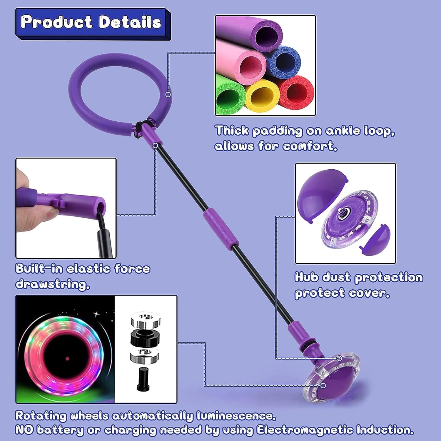 Q-WOOFF Jumping Ball and Skipping Rope Outdoor speelgoed voor kinderen van 5 tot 12 jaar, cadeaus voor meisjes van 8 tot 12 jaar, cadeaus voor jongens, lichaamsbeweging, springspellen (paars