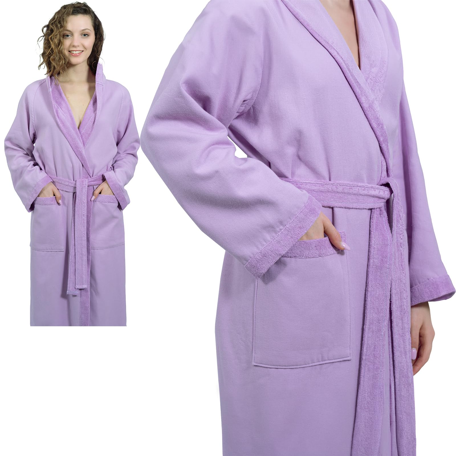 runico Accappatoio Donna Cappuccio - Design e Fabbricazione Italiana, 100% Cotone, Ultra Sottile, Super Assorbente, Anti-Pilling, con 2 Asciugamani Inclusi……