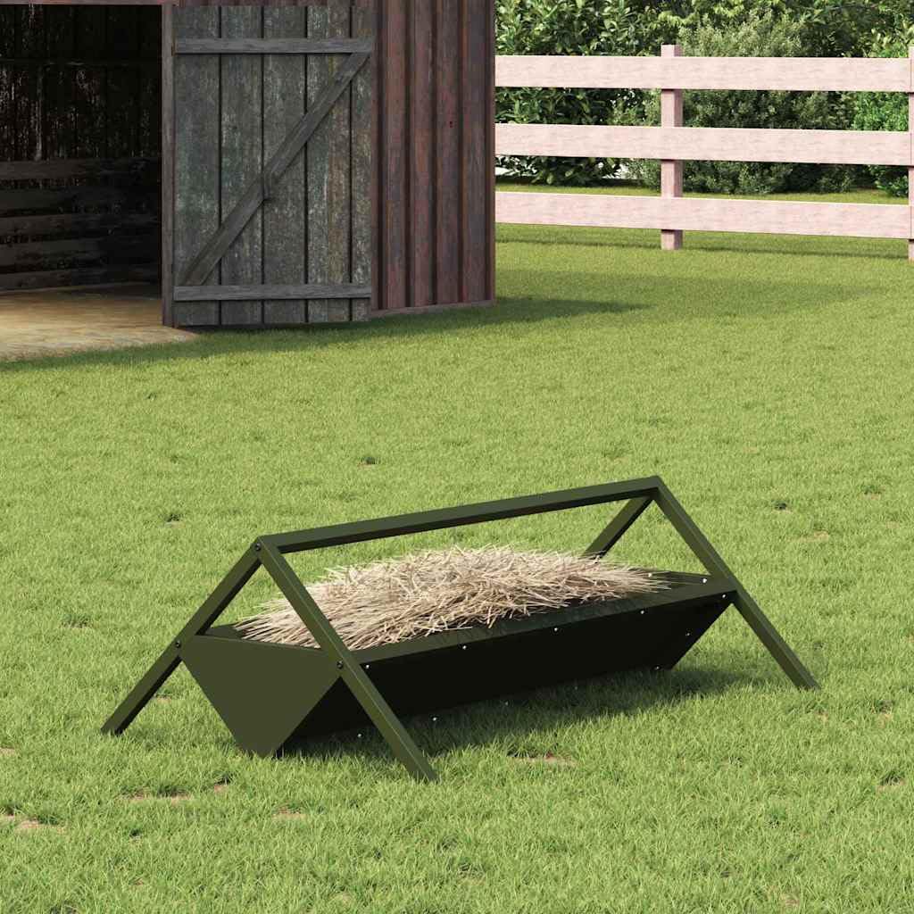vidaXL Abrevadero para Ganado Verde Oliva 111 x 76 x 38 cm, Comedero para Animales, Acero, Resistente, Ideal para Exteriores, jardín y Granja, ¡una solución versátil