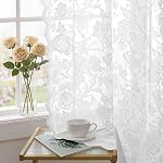 H.VERSAILTEX Lace Curtains 90 Inch Length Vintage Victorian Sheer Curtain 2 Panels Rod Pocket with French Country Floral, Light Filtering Privacy Sheers for Bedroom Living Room, 52" W x 90" L Ivory