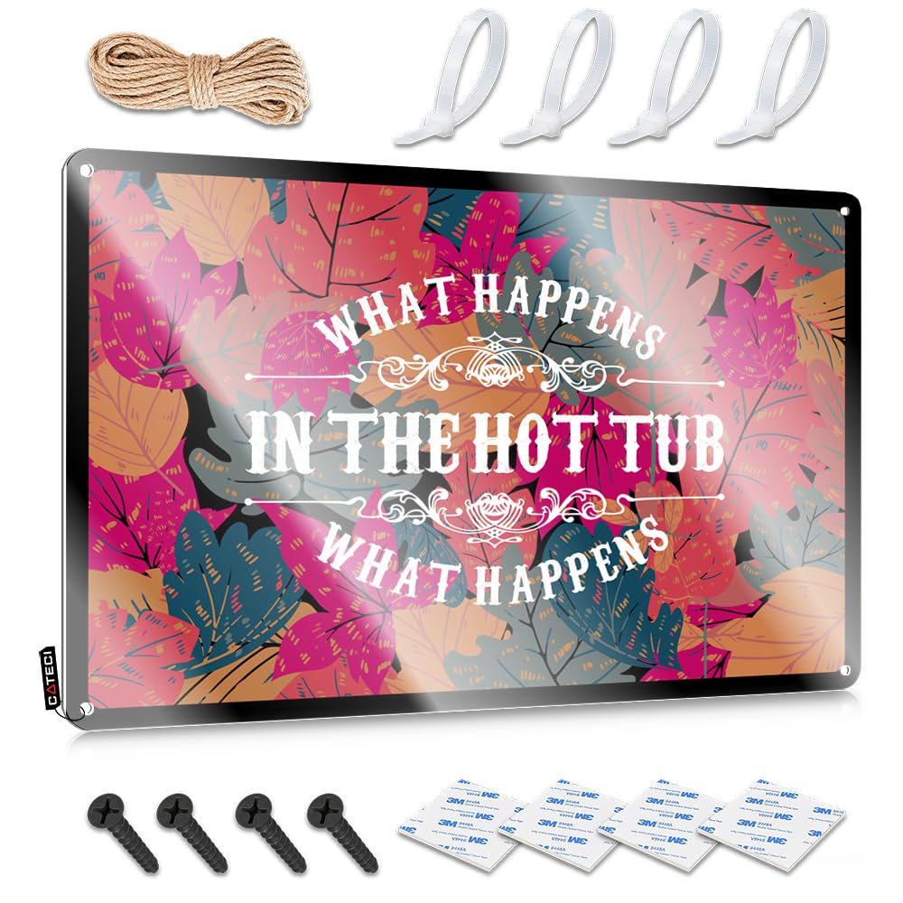MGHTLCCME Tinsign Decor What Happens In The Hot Tub Stays In The Tin Sign Room Signs For Bedroom Vintage Bar Decor(30X40CM)