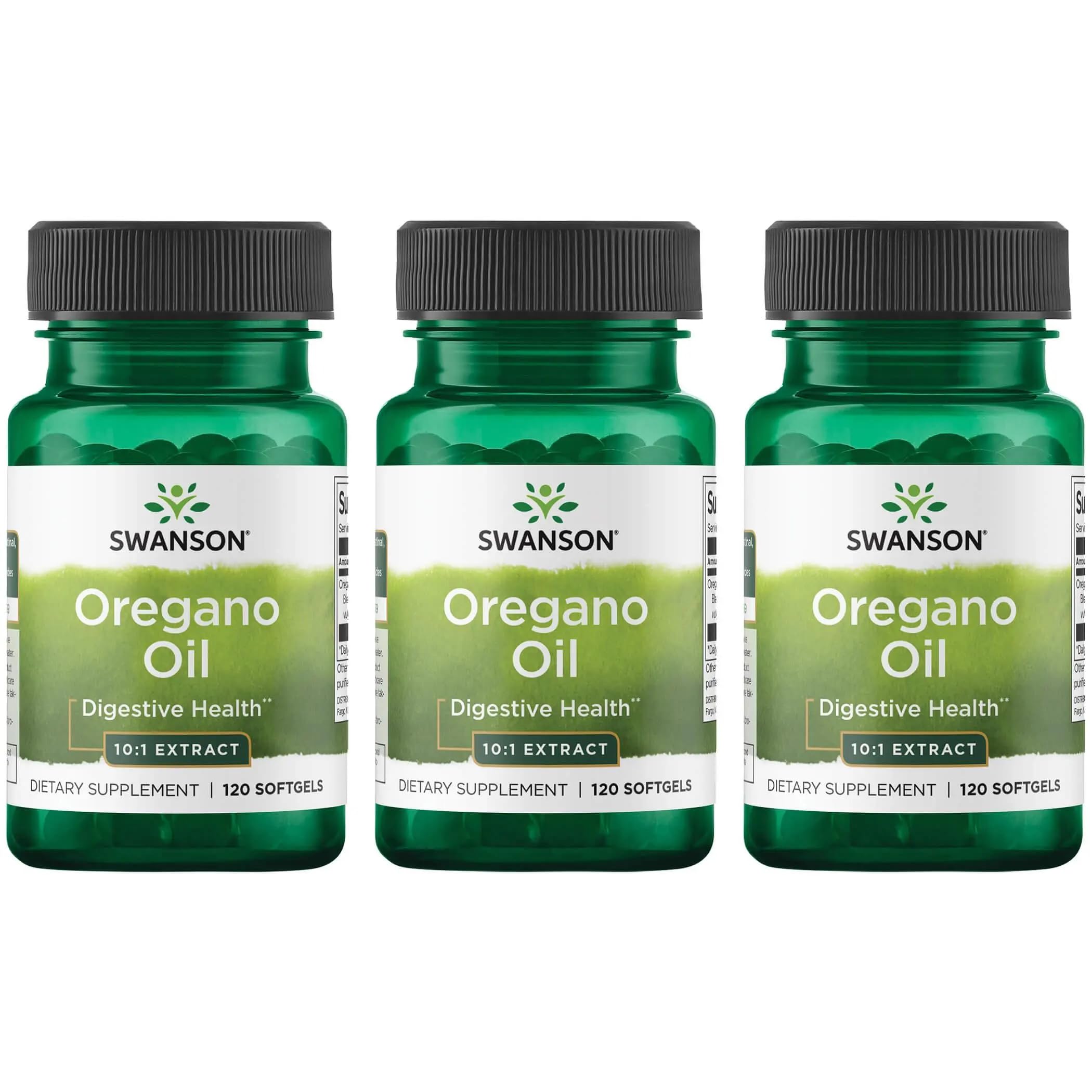 Swanson Oregano Oil Capsules, 10:1, Oil of Oregano Supplement, 120 Vegan Softgels 120 Count (Pack of 3)
