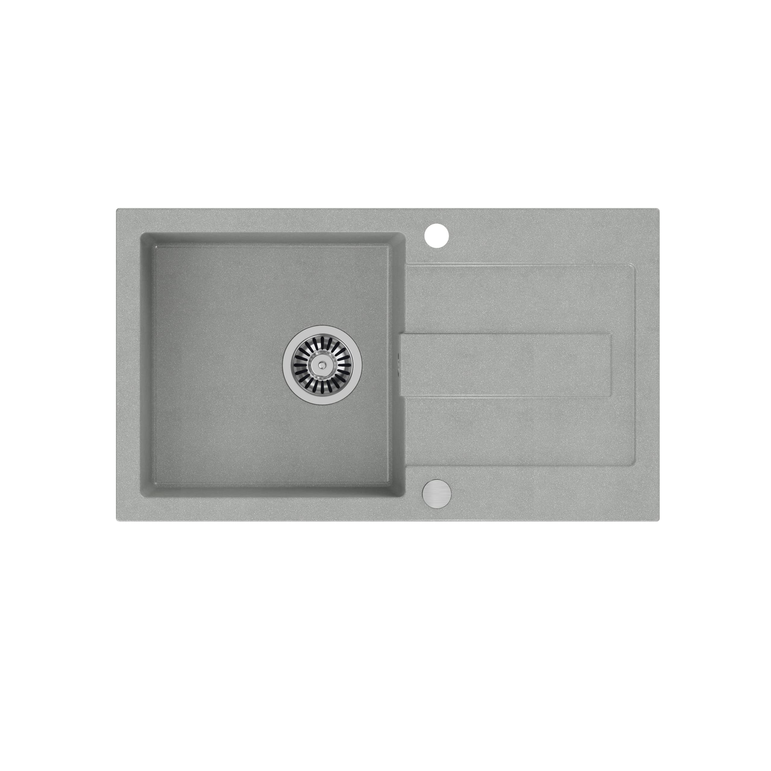 VBChome Fregadero gris con grifo, 78 x 45 cm, granito, empotrable, reversible, moderno y con sifón