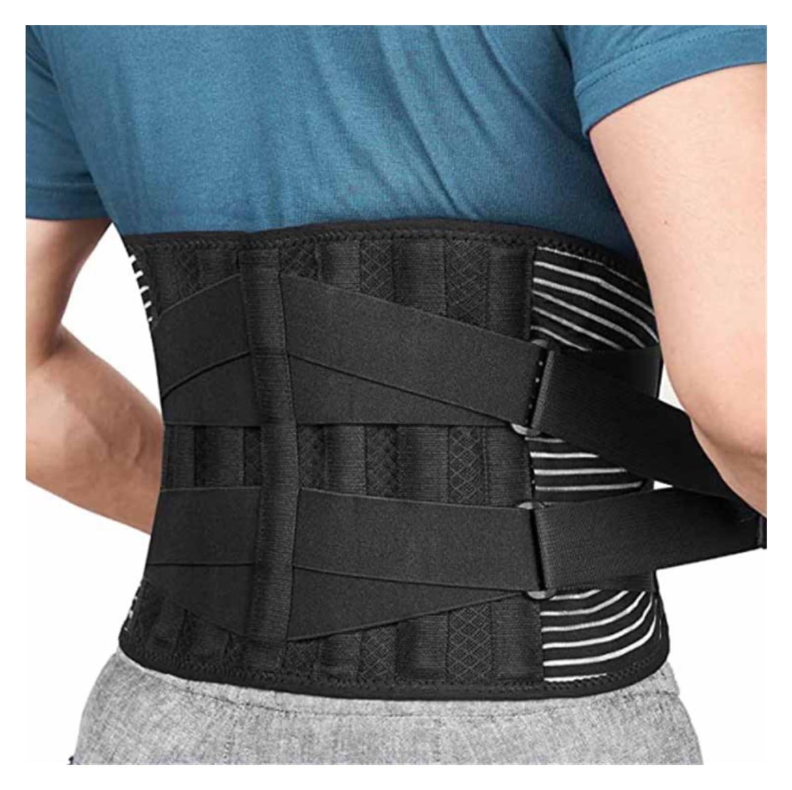 Faja Lumbar Soporte De Espalda con Almohadilla Extraíble Soporte Lumbar Ajustable con Soporte Fijo Cinturón Apoyo Lumbar(Black-Normal,Large)