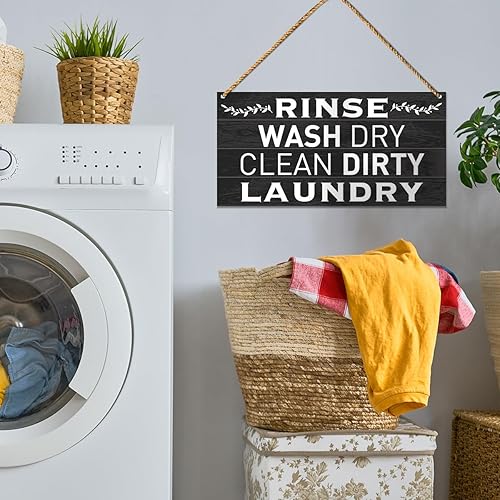 Miniatura 3 de Letrero de madera para lavandería, decoración de cuarto de lavado para puerta y pared, estilo granja, baño, decoración del hogar, letrero de lavado