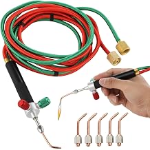 Mini Oxygen Acetylene Torch Kit Handheld Oxygen Welding Torch Portable Propane Soldering Torch with 5 Tips Jewelry Repair Torch 350 F Welding Tool for Crafts