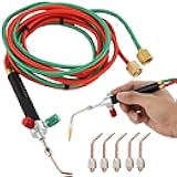 Lnrueg Mini Oxygen Acetylene Torch Kit, Handheld Oxygen Welding Torch, Portable Propane Soldering Torch with 5 Tips, Jewelry Repair Torch, 3092°F (1700°C) Welding Tool for Crafts, Electronics