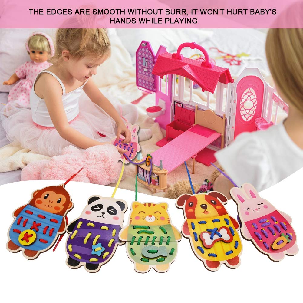 Kid Threading Board Toy, Children Cartoon Wooden Safe Non-Toxic Animal Threading Board Game Kids Educational Toy - Image 3