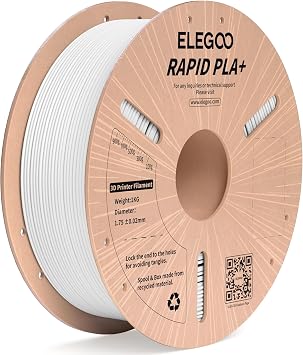 ELEGOO High Speed PLA Plus RAPID PLA+ Filament 1.75mm 3D Printer Filament Dimensional Accuracy  0.02mm Print Speed 600mm/s Compatible with Most 3D Printers 1KG/Spool 2.2lbs White