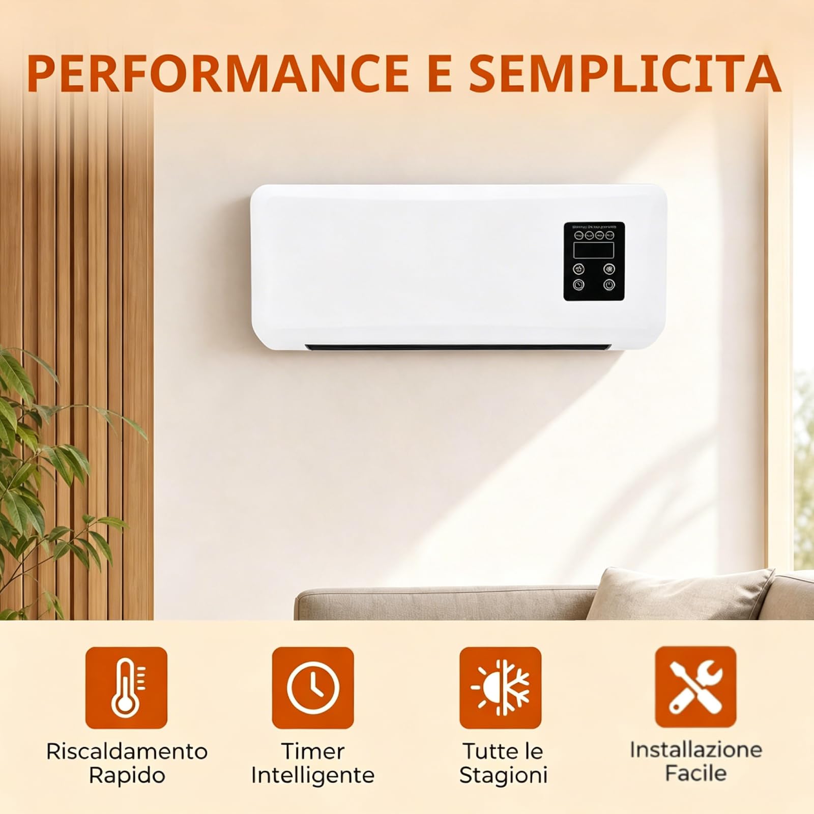 F Fityle Mini Condizionatore Portatile Split in ABS, Condizionatore Reversibile 2 in 1, 220 V, Timer Intelligente da 8 Ore, Climatizzazione da Parete per Camera da Letto, Soggiorno