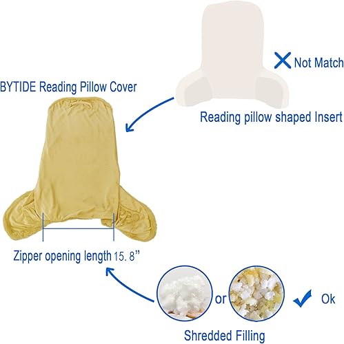 Miniatura 2 de Funda de almohada de lectura de piel sintética (solo la funda, sin relleno) para rellenos triturados, funda de almohada extraíble con bolsillos para