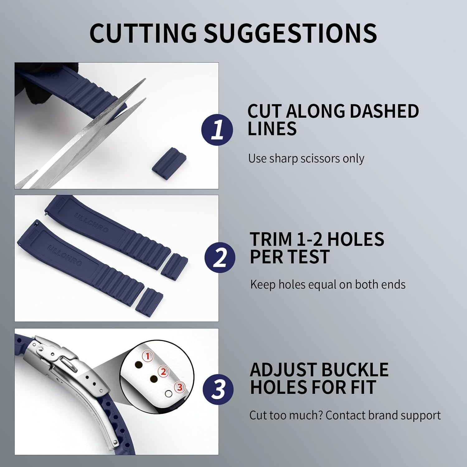 ULLCHRO Watch Strap Watch Band 20mm 22mm Man Waterproof Quick Release Bands Sport Replacement Strap Soft FKM Rubber Watchband