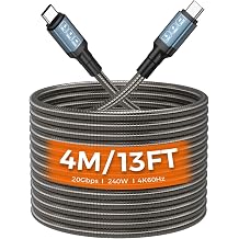 USB-C to USB-C Cable 13FT, 240W, 20Gbps Data, 4K 60Hz Video, Metal Braided