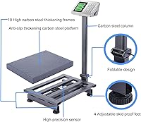 Vista 5 de TUFFIOM Báscula electrónica de plataforma comercial industrial de 661 libras, pantalla LCD de alta definición de acero inoxidable, piso digital