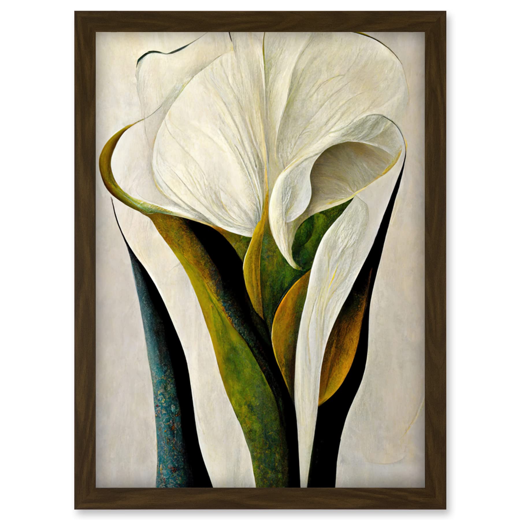 Doppelganger33 LTD White Calla Lily Flower Bouquet Detail Stylish Artwork Framed Wall Art Print A4