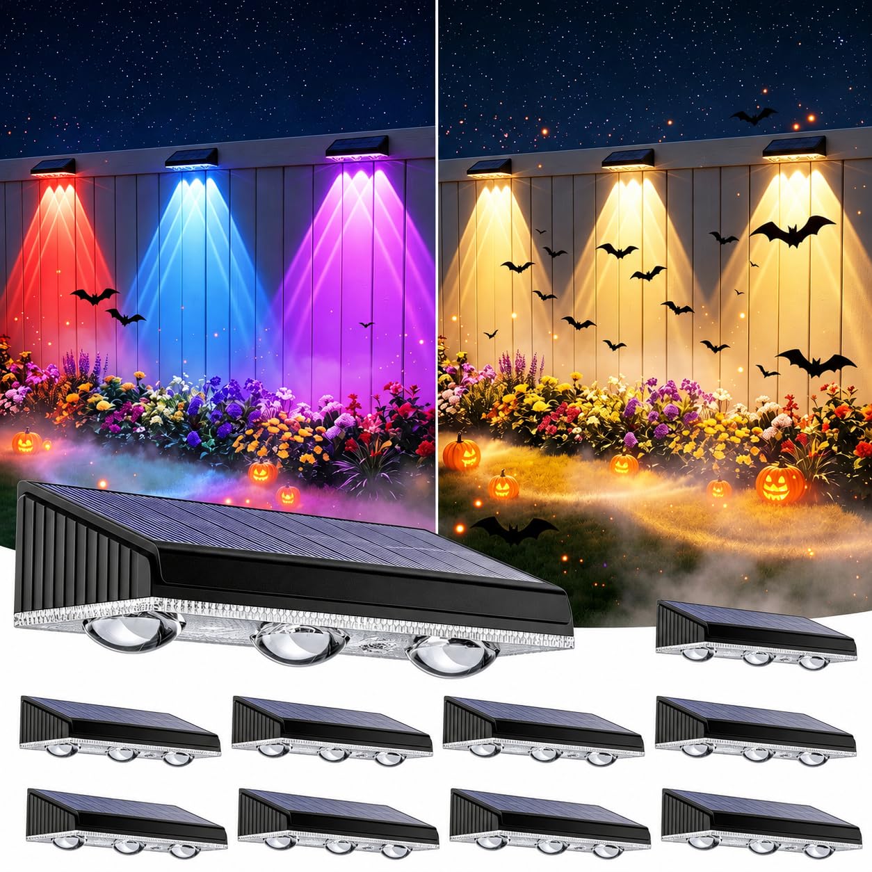 Photo 1 of BONLION Solar Fence Lights Outdoor 10 Pack