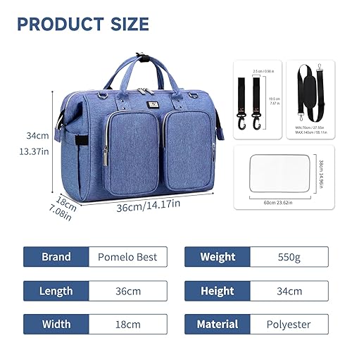 Miniatura 7 de Bolsa de pañales con cambiador y correas para cochecito, bolsas grandes portátiles para bebés recién nacidos, mochilas de viaje unisex y elegantes