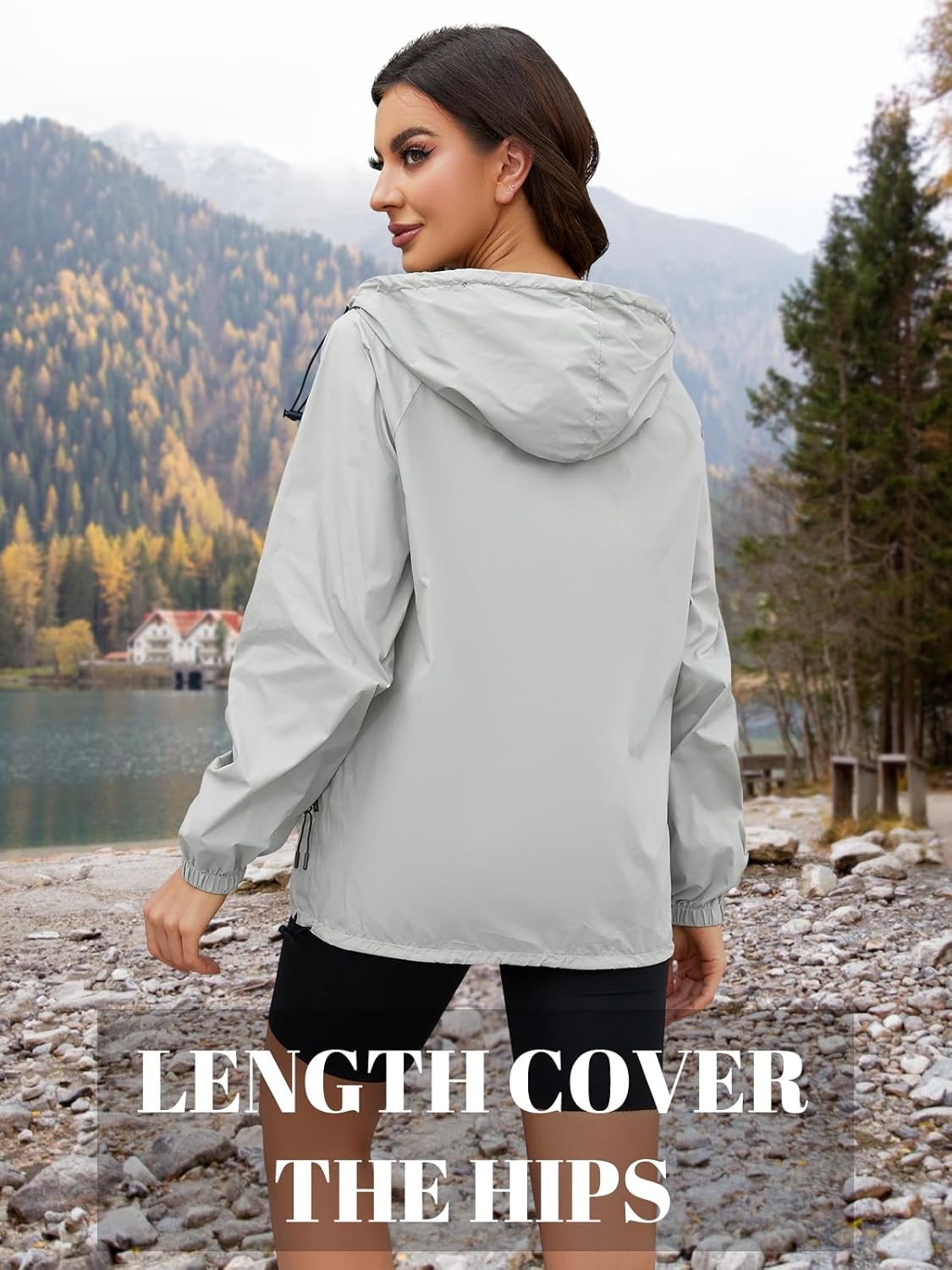 Packable Rain Jacket Women Waterproof Lightweight Jacket With Hood Womens Windbreaker Jacket S-XXL - Image 4