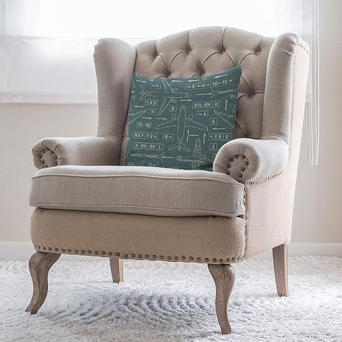 Miniatura 4 de Funda de almohada con patrón de avión de aviación civil, aeródromo, número de avión gris, diseño gráfico, funda de cojín cuadrada suave para