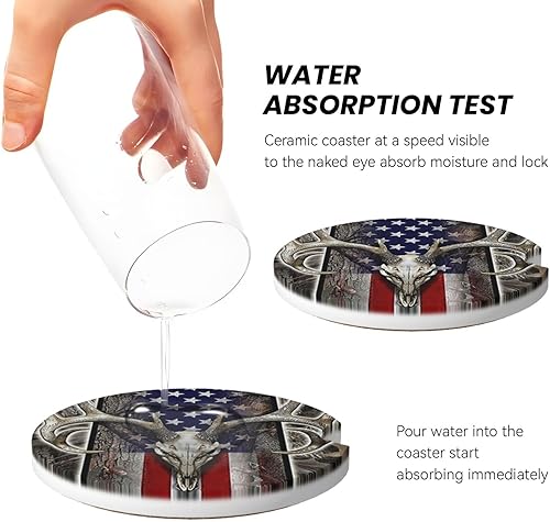 Miniatura 4 de Posavasos de automóvil para portavasos de automóvil, paquete de 2 unidades, de cerámica absorbente, antideslizante, universal, de 2.56 pulgadas,