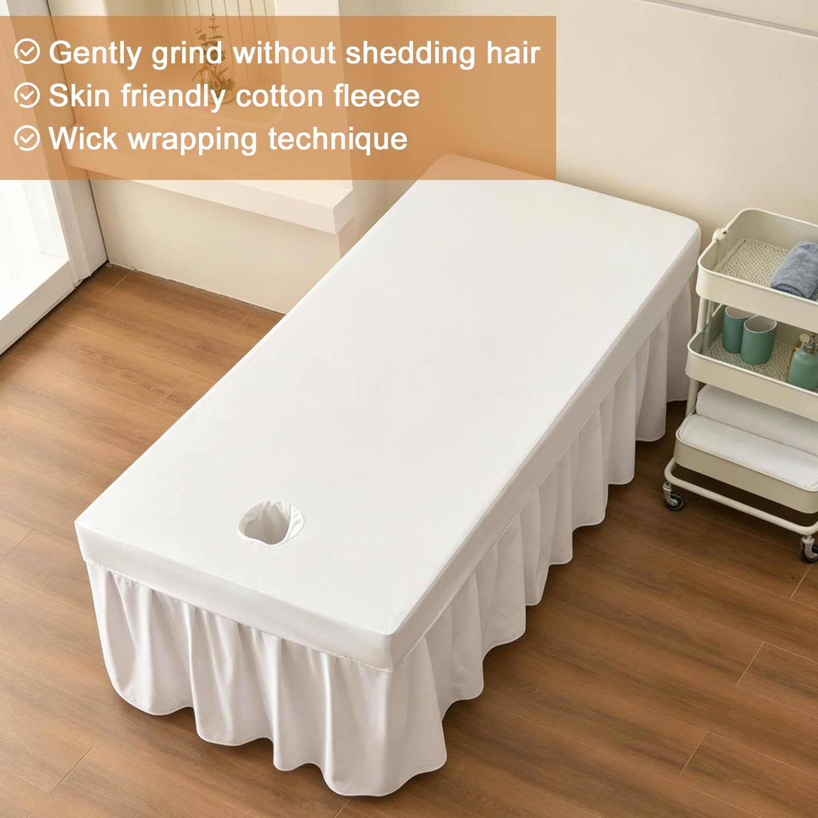 Spannbezug für Massageliegen mit Loch 70x190x12 cm Waschbar Hyperelastisch Weiß