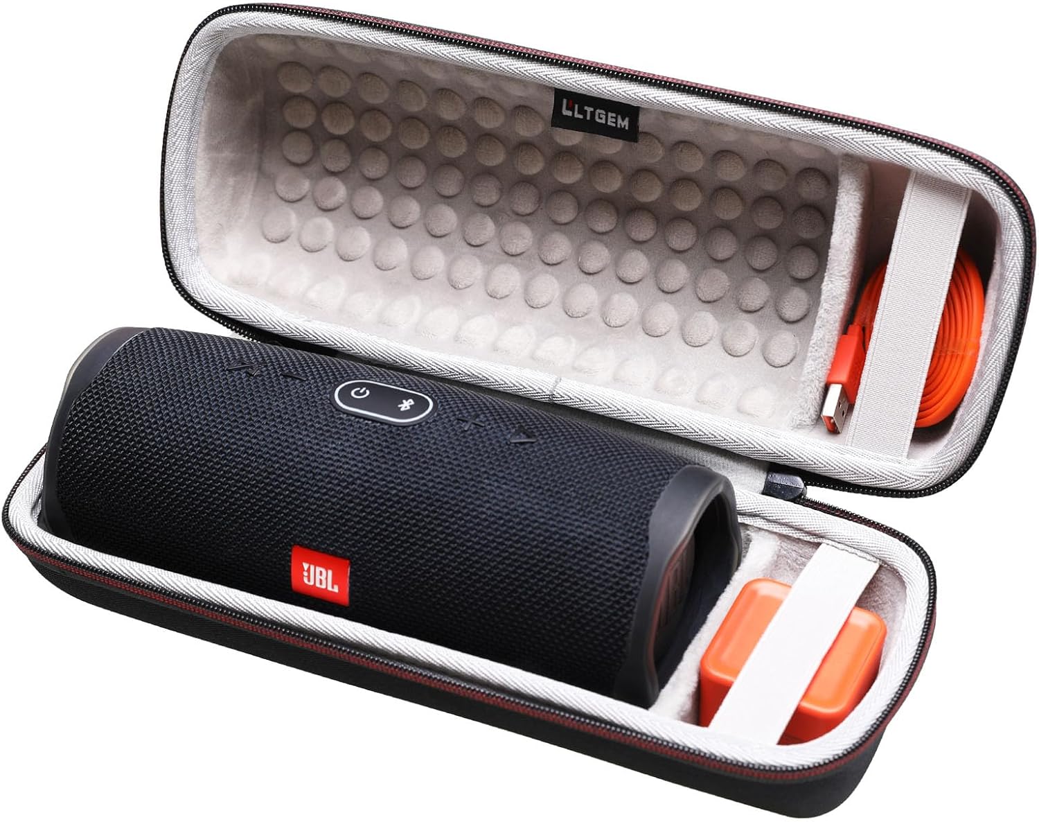 LTGEM Case for JBL Charge 4/JBL Charge 5 Speaker Carrying Case Hard Storage Travel Protective Bag Fits Charger and USB Cable (Velvet Grey) - Image 2
