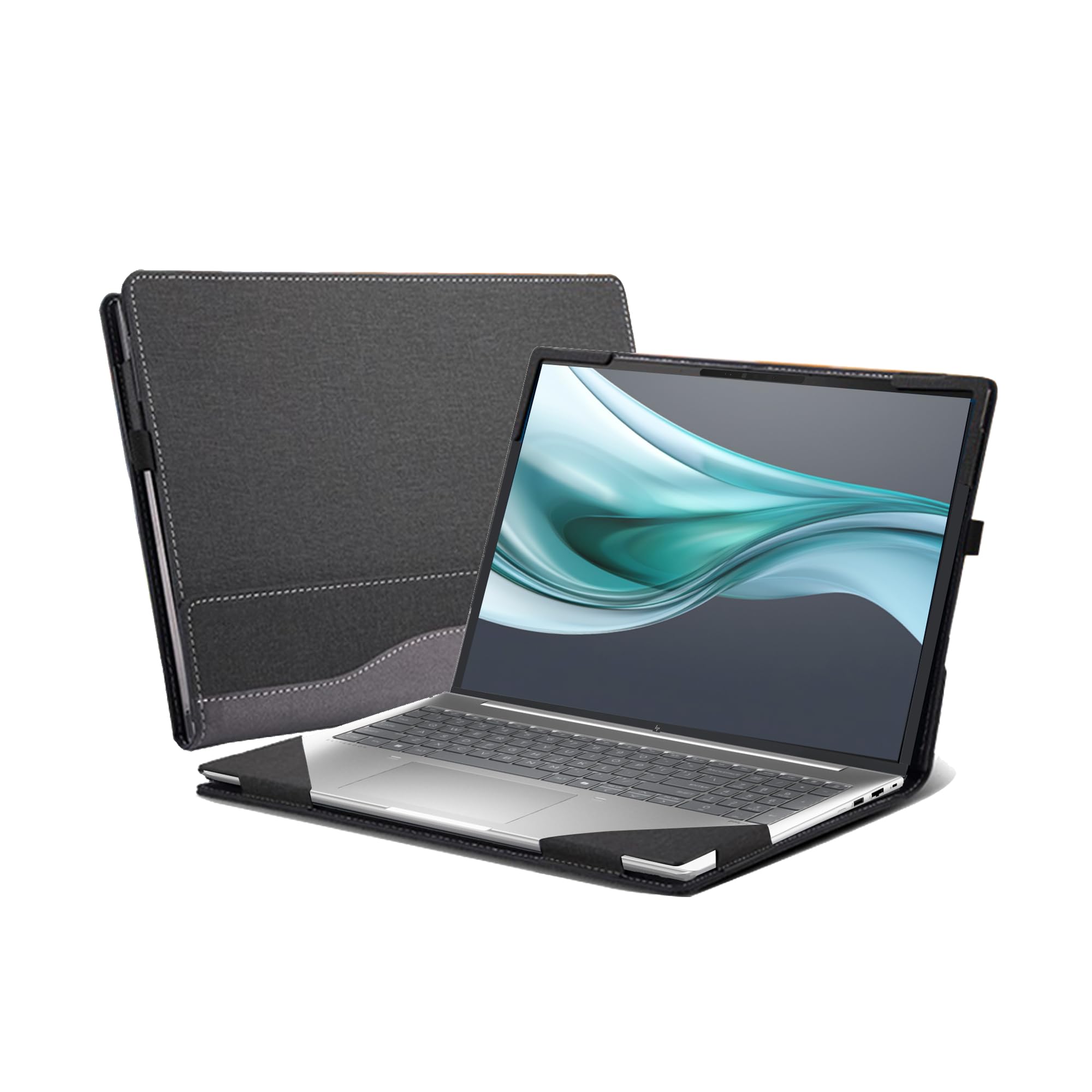 Laptop Case for HP EliteBook 660 G11 16" |HP EliteBook 665 G11 Notebook PC All Inclusive Drop Case PU Leather Inside Pocket Cover (Dark Gray)