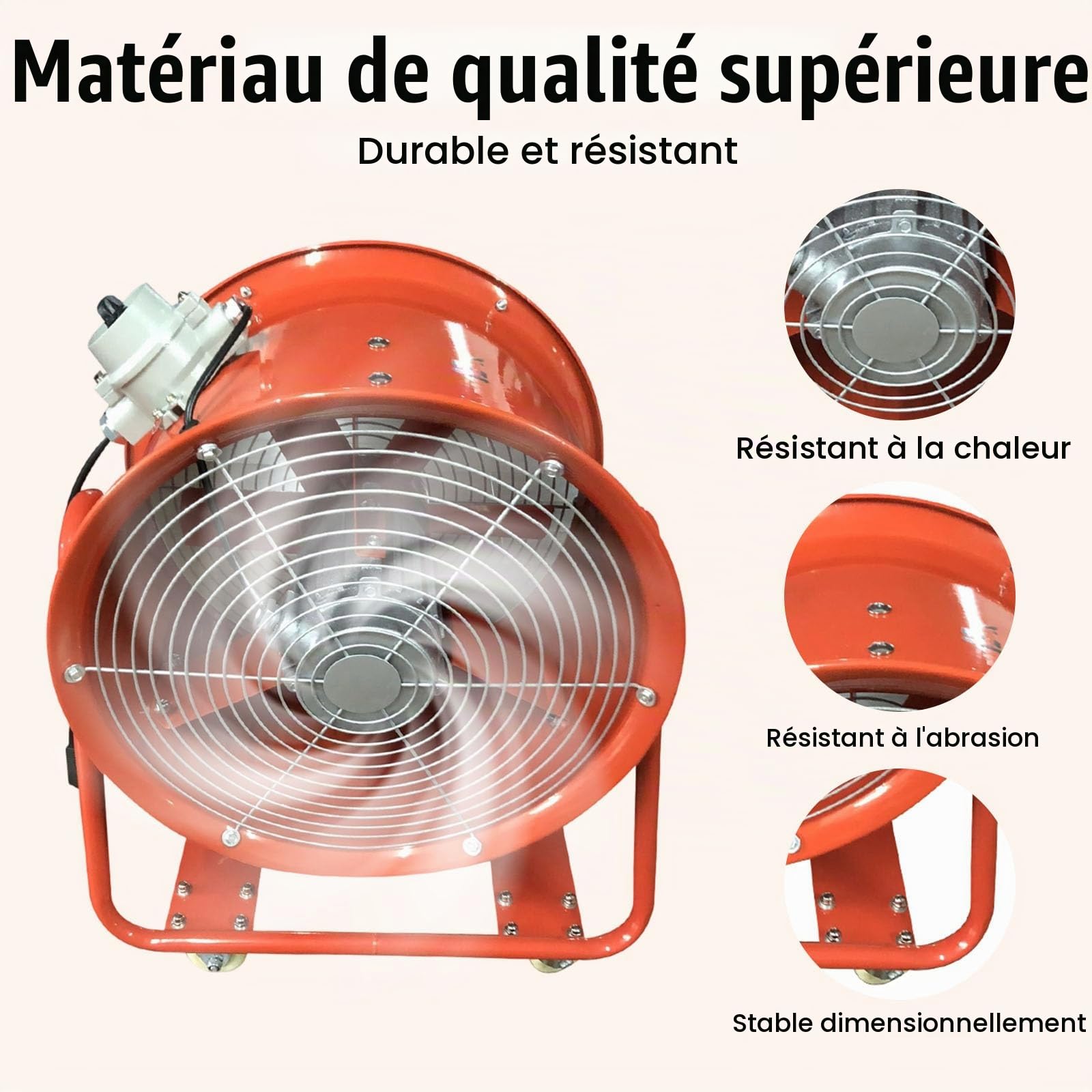 Ventilateur de chantier, 1100 W, 2800 tr/min, 150 m³/min, extracteur de moteur CA de 45,7 cm, ventilateur de construction, ventilateur industriel, ventilateur axial, ventilateur de chantier