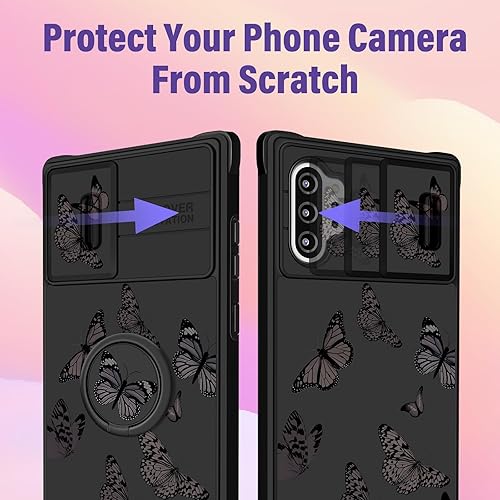 Miniatura 4 de para Samsung Galaxy Note 10 Plus Funda para Teléfono - Funda para Mujeres Mariposa Linda Niñas Cubierta Femenina Bonita Diseño de Mariposa Negra con