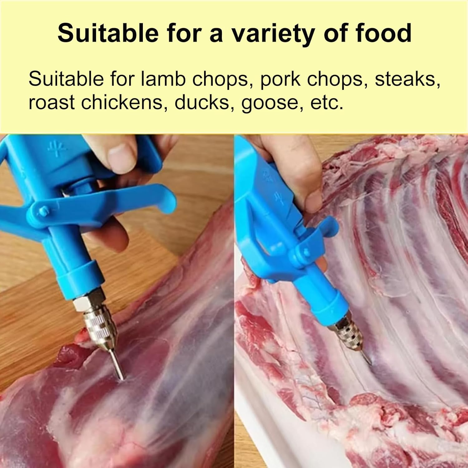 Automatic Marinade Injector, High Pressure Electric Meat Injector Gun with 10pcs Stainless Steel Needles for Roast Turkey/Pork/Beef, Suitable for Home Kitchen & Outdoor Grilling