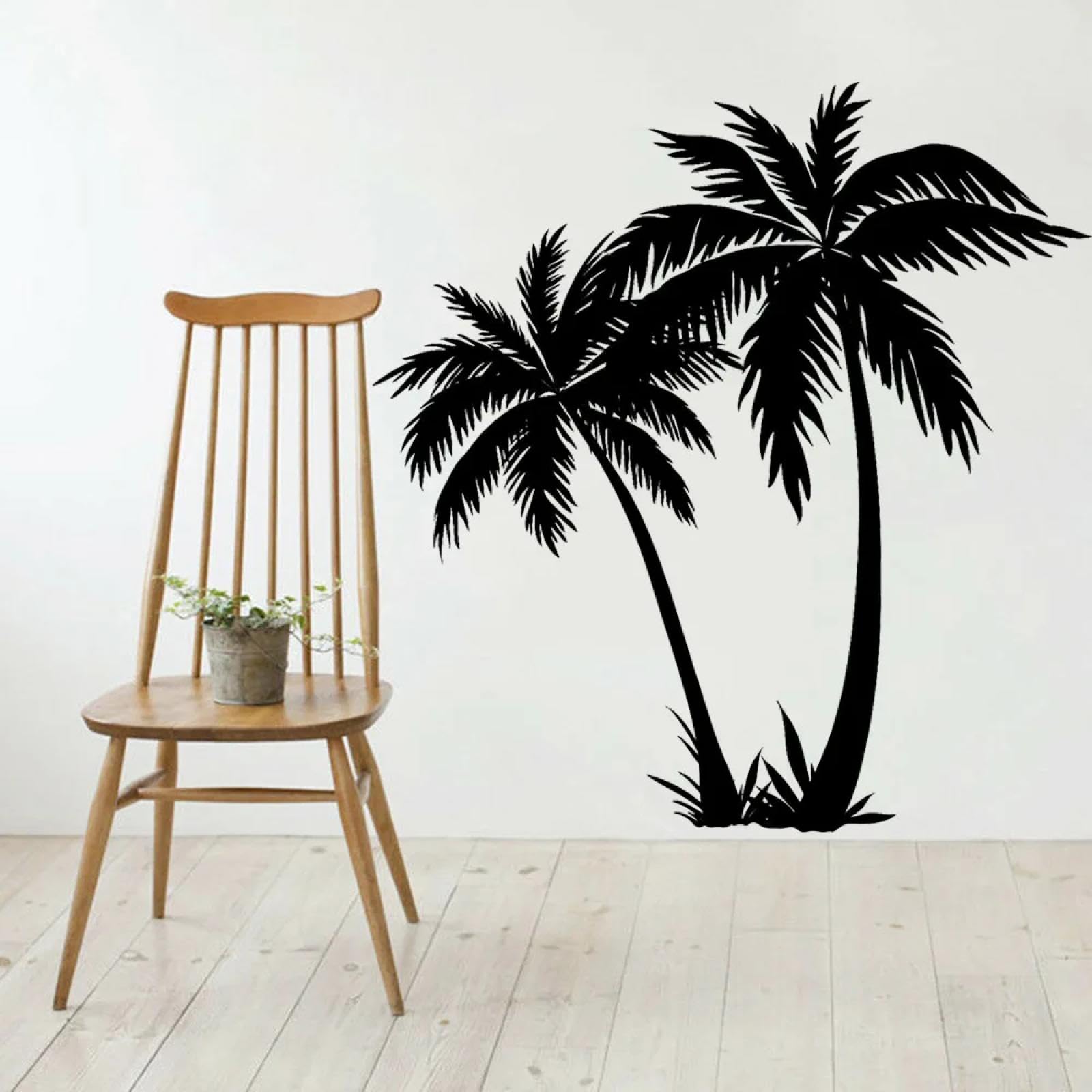 WEIMEIJIE Tree Silhouette wall Decals for Living Room, Beach, Tropical House, Vinyl wall Decals for Children's Room, wall Art Decals