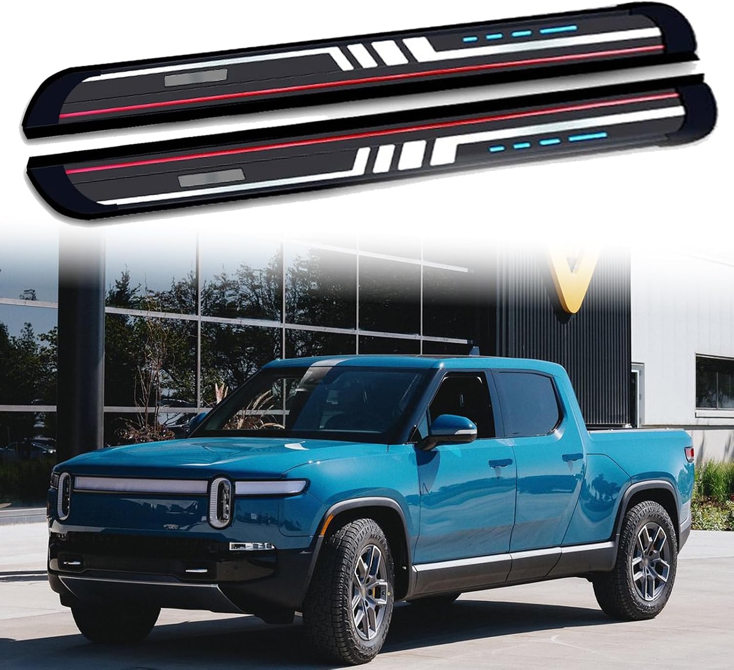 Side Steps Pedal Nerf Bars Fits for Rivian R1T R1S 2022 2023 2024 2Pcs Running Boards