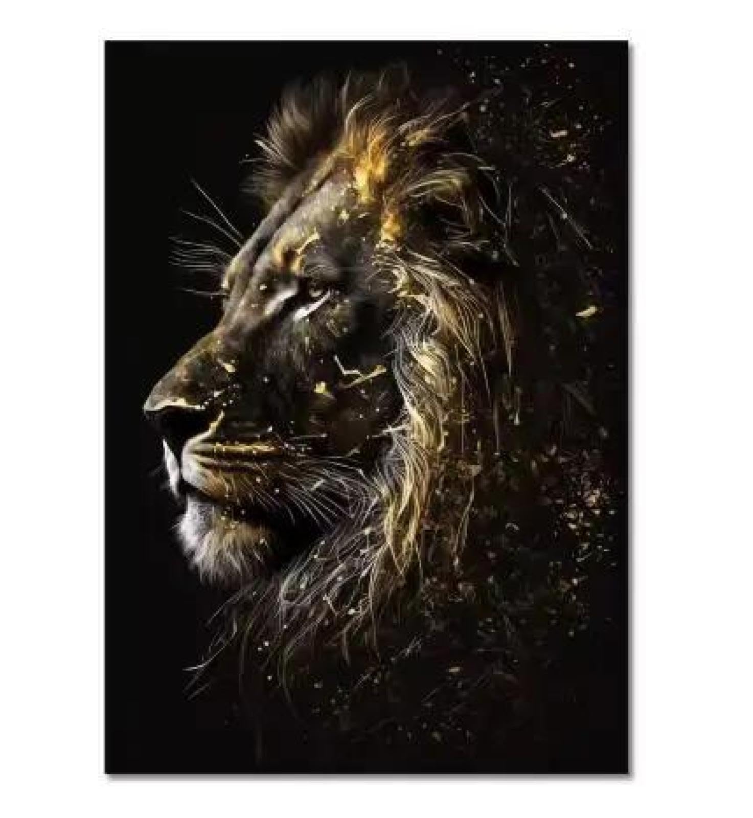 Yocheng Golden Wolf Gold Eagle Lion Poster And Prints Abstract Animal Art Canvas Painting Wall Art Picture For Living Room Home Decor 21x30cm No Frame