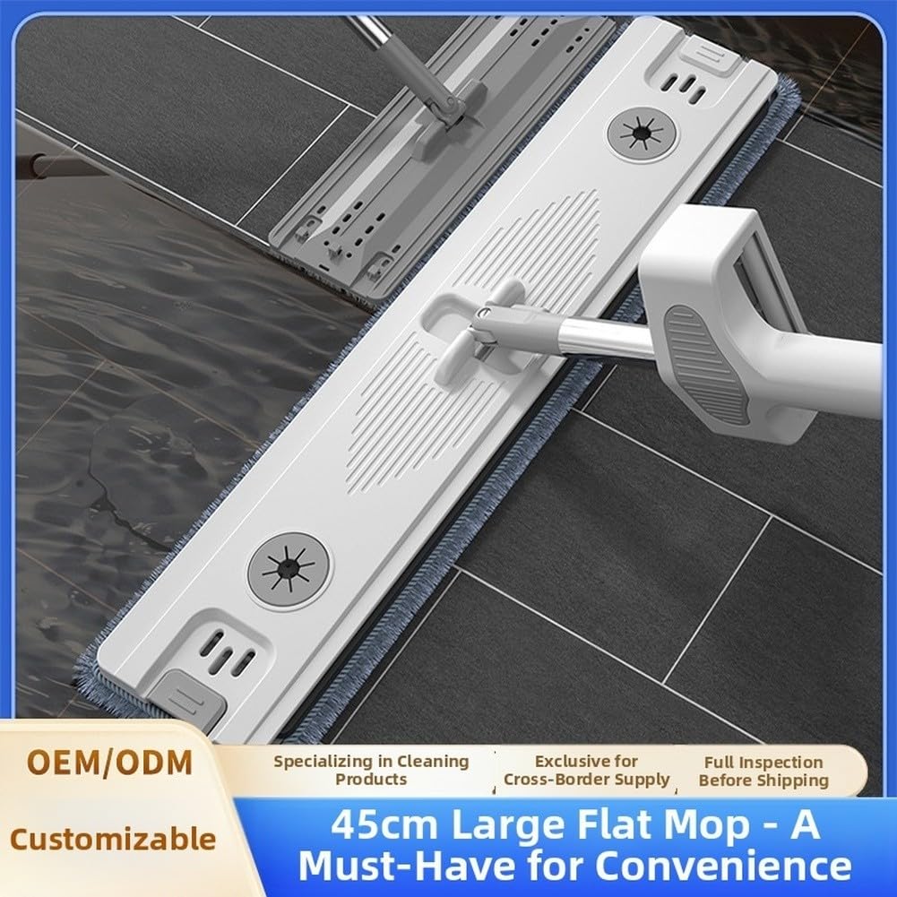 Juego de fregona plana y cubo con escurridor de cabezal giratorio 360 para suelos de madera dura, almohadilla de microfibra grande
