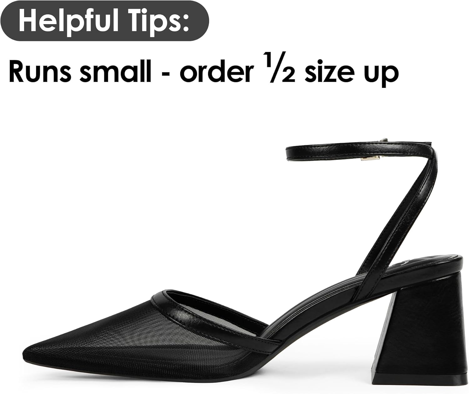 Closed Toe Heels for Women Ankle Strap Pointed Toe Slingback Chunky Low Heels Womens Pumps Wedding Dress Shoes - Image 4