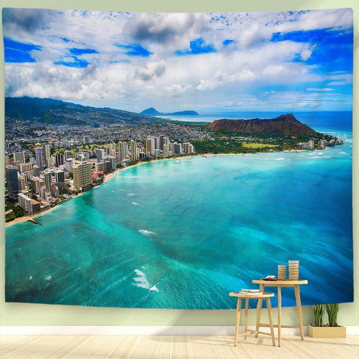 BEIVIVI Tapestry, Art Tapestry Wall Hanging,Waikiki Aerial