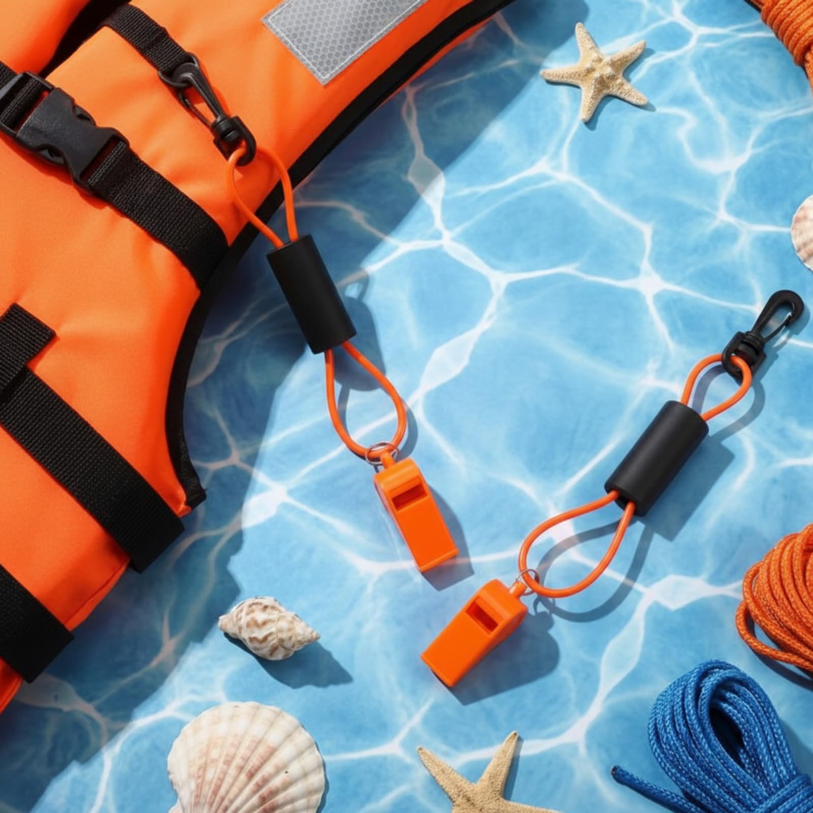 Seenelling Pfeife mit Umhängeband für Sicherheitsboot, Pfeife, Küstenwache, zugelassen, Schwimmerboot, Marine, Camping, Wandern, Jagd, Angeln, Survival, Rettung, Signalisierung, Ski-Zubehör