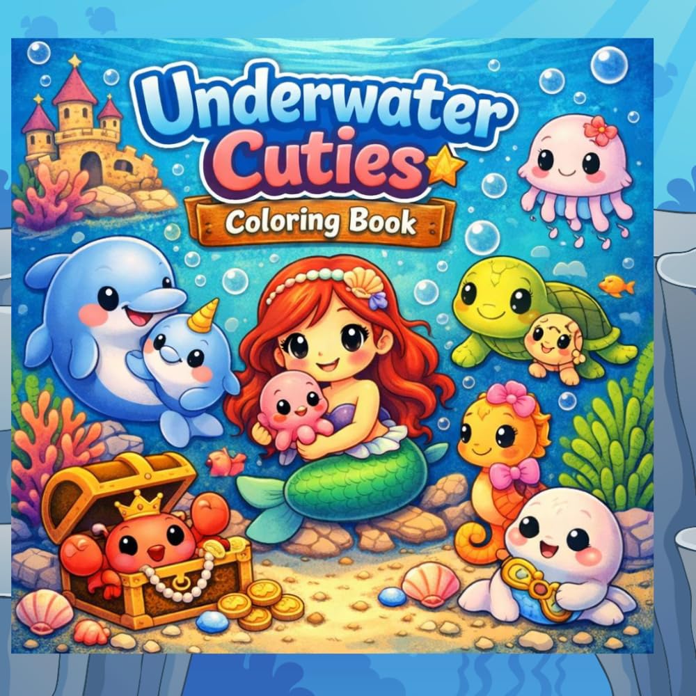 Underwater Cuties Coloring Book: Adorable Ocean Friends, Mermaids & Sea Creatures for Relaxing Creative Fun (Cute Coloring (Fun))