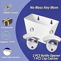 Vista 2 de Abrebotellas de cerveza de montaje en pared blanca al aire libre con cubo colector de tapa con agujeros de drenaje