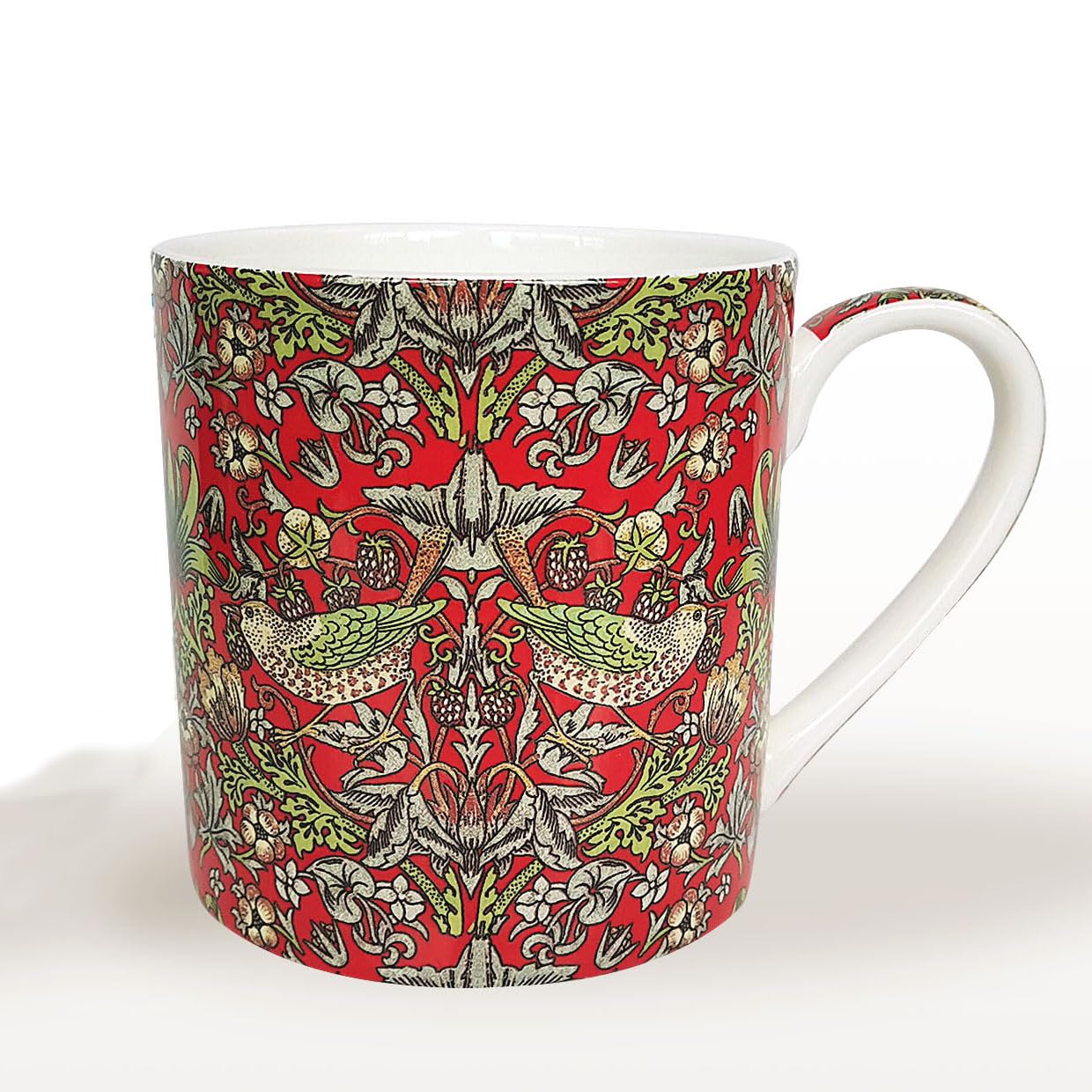 heritage Large China Mug Premium Fine Bone China 16Fl Oz Cups and Mugs - Professional Quality for Kitchens, Restaurants, Cafes - Strawberry Thief