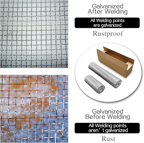 Miniatura 3 de Rollo de malla de alambre galvanizado de 8 pulgadas x 20 pies 14 pulgadas (23 GA) para vallas de corral de pollogallinero, malla de pantalla, cercas