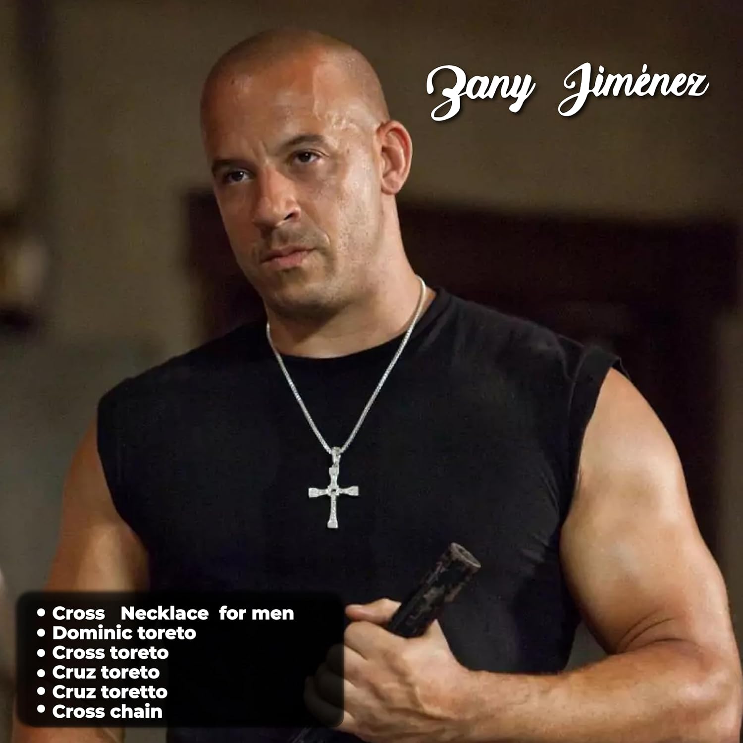 Silver Cross Necklaces for Men, Stainless Steel Cross Necklace for Men & Women with Long Chain, Cross Chain for Men with Small Diamonds (Silver), Ozzy Osbourne Cross Necklace, Dominic Toretto Necklace - Image 8