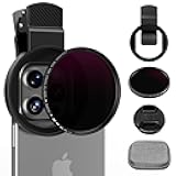 ALILUSSO 52mm Variable ND2-ND400 Filter with Upgraded Phone Clip, Neutral Density Filter Lens for iPhone 16/15/14/13 Pro Max Samsung Moto Google TCL, HD Double-Sided Multi-Coated Glass